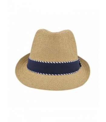 Premium Classic Fedora Straw Striped in Women's Fedoras