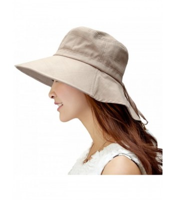 SIGGI Womens Summer Flap Cover Cap Cotton UPF 50+ Sun Shade Hat With Neck Cord - 1005_khaki - C012E6X5CEH