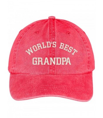 Trendy Apparel Shop World's Best Grandpa Embroidered Pigment Dyed Low Profile Cotton Cap - Red - CO12GPQXLX7