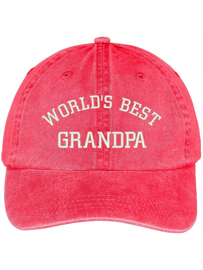 Trendy Apparel Shop World's Best Grandpa Embroidered Pigment Dyed Low Profile Cotton Cap - Red - CO12GPQXLX7