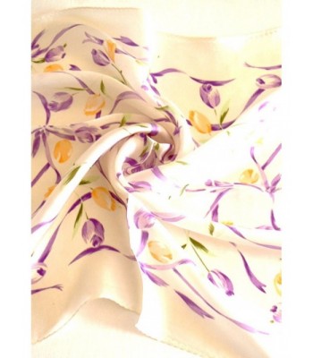 Small Tulips 100% Charmeuse Silk Scarf Bandana Headband By Silksalon A1056 - CN11IVMTVWJ