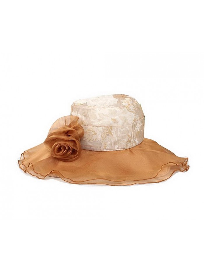 Ladies Lace Cap Coffee Sun Hat Beach Hat Wide Brim Floppy Hat for women - CX11I5X8QPH