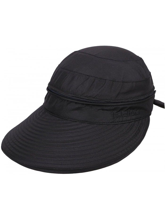 Simplicity Women's UPF 50+ UV Sun Protective Convertible Beach Hat Visor - Black - CC12GYJEW7J