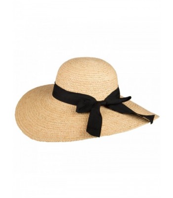 San Diego Hat Company Women's Raffia Large Brim Hat - Natural- Black - CI11999PO6Z