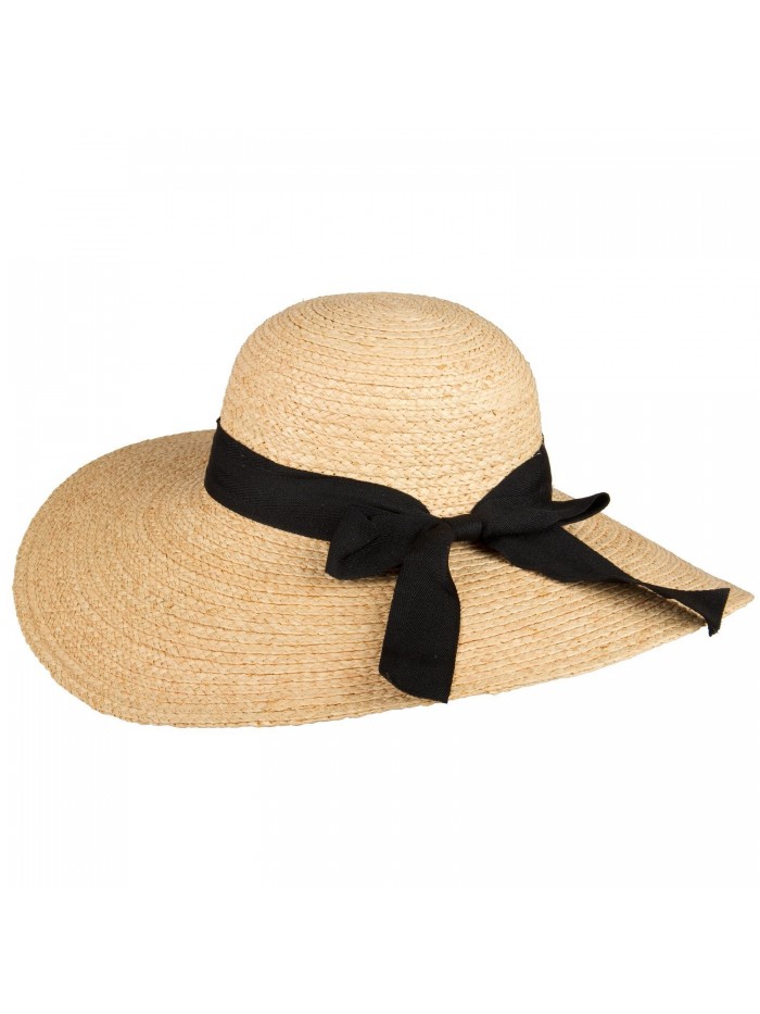 San Diego Hat Company Women's Raffia Large Brim Hat - Natural- Black - CI11999PO6Z