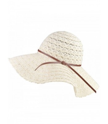 DRESHOW Girls Floppy Straw Hat Wide Brim Beach Sun Hats For Women Roll up Packable UPF 50+ - Ivory - CQ1807NGRCT