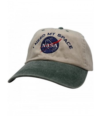 Armycrew NASA I Need My Space Embroidered Two Tone Pigment Dyed Cotton Cap - Beige Dk Green - CB12DVNZF3V