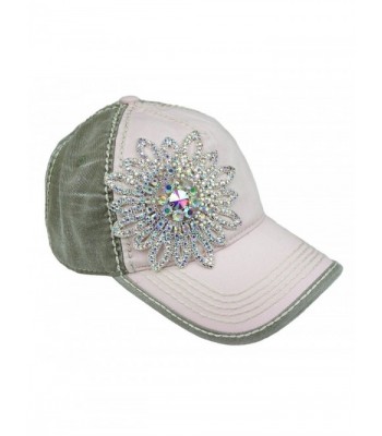 Olive & Pique Women's Two-Tone Baseball Cap - Light Pink/Moss/Silver Ab - CY17Y0AIUO7