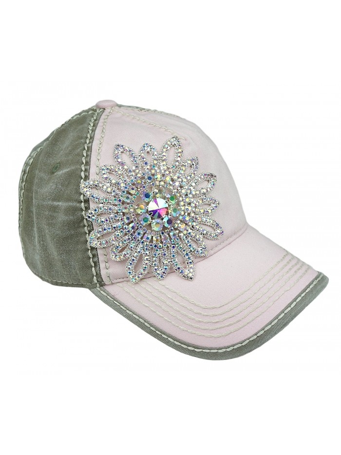 Olive & Pique Women's Two-Tone Baseball Cap - Light Pink/Moss/Silver Ab - CY17Y0AIUO7