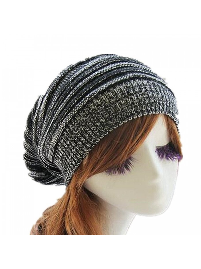 Menglihua Oversized Warm Fashion Hip-hop Knit Crochet Slouchy Baggy Beanie Hat Cap - Black Mix - CO12N2VT7IC