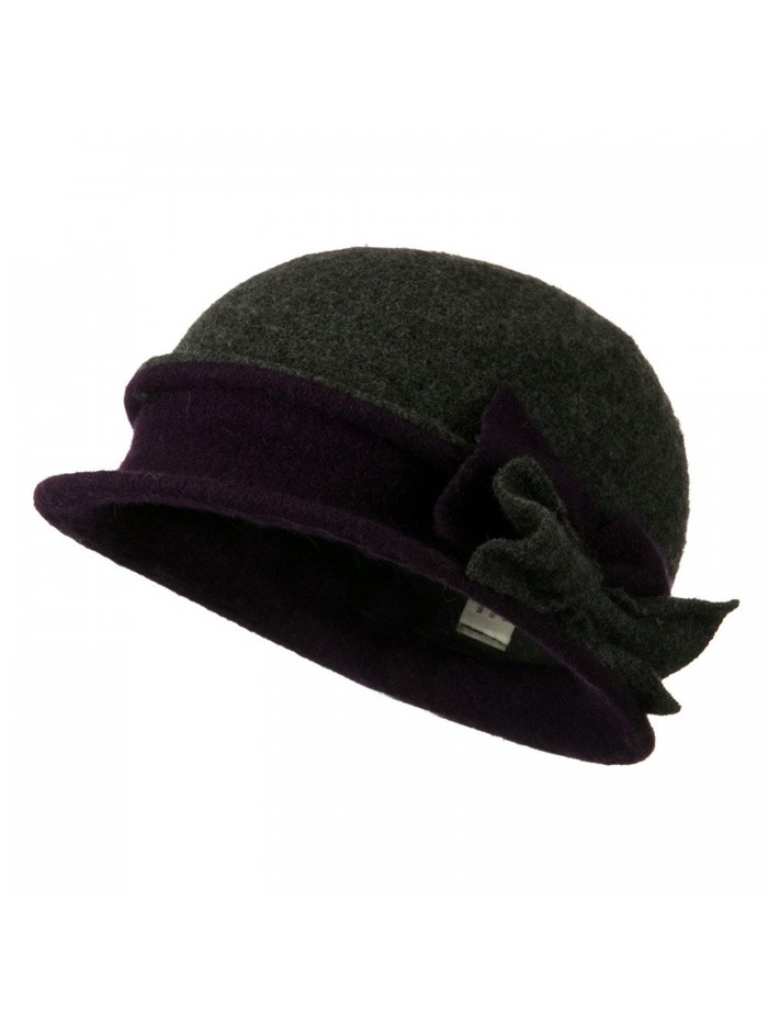 2 Toned Boiled Wool Bucket Hat with Bow Detail - Grey - CZ11BKZUS8P