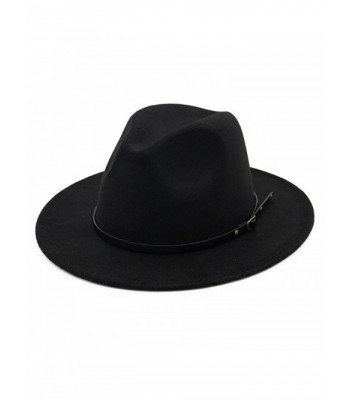 Lisianthus Women Belt Buckle Woolen Fedora - Black - C6182IGRU56