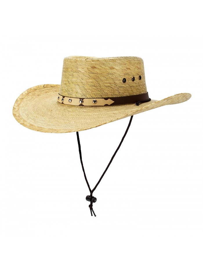 Rising Phoenix Industries Mexican Palm Leaf Straw Gambler Bolero Gaucho Cowboy Sun Hat w/Chin Strap- Flex Fit - CL184A4MNOX