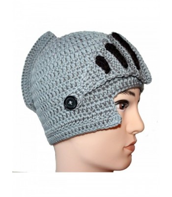 Amigo - Unisex Roman Knight Helmet Hat Knit Beanie Hat Cap Wind Mask- Gray - C4120MIDZPN