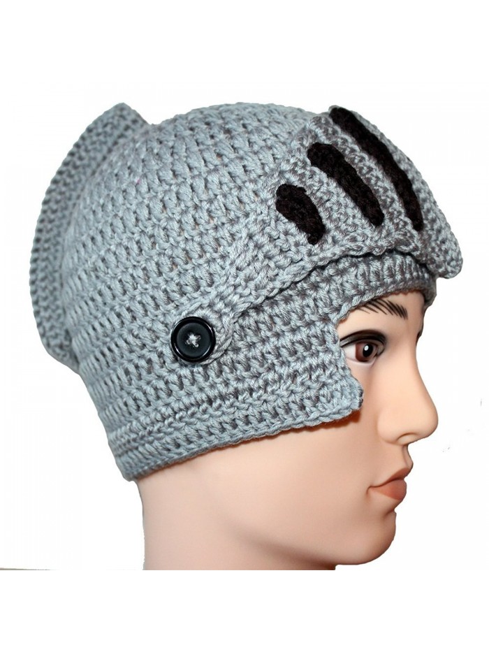 Amigo - Unisex Roman Knight Helmet Hat Knit Beanie Hat Cap Wind Mask- Gray - C4120MIDZPN