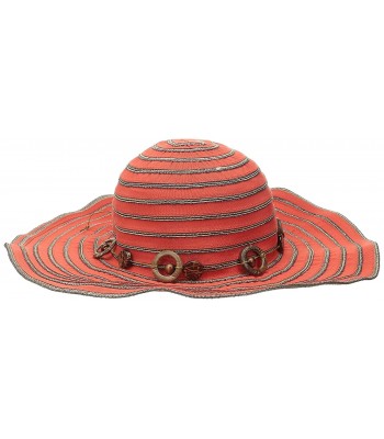 San Diego Hat Company Women's 4-Inch Brim Ribbon Sun Hat With Bead Trim - Cayenne - CI126AORCTH