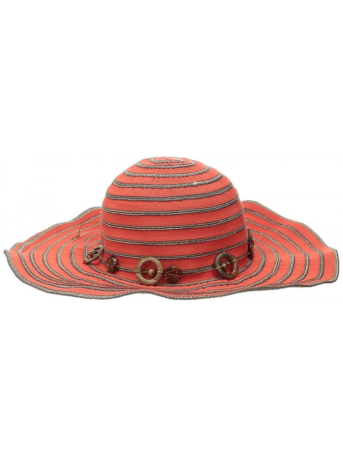 San Diego Hat Company Women's 4-Inch Brim Ribbon Sun Hat With Bead Trim - Cayenne - CI126AORCTH