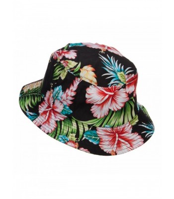 Floral Cotton Bucket Hat Black