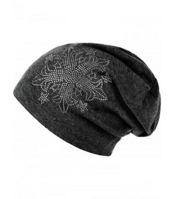 Ababalaya Women Autumn Winter Flower Drills Wool Cap Knit Hat Hip Hop Hat in 6 Colors - Dark Gray - CI17Y2H9THY