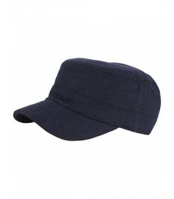 RaOn A156 Pre-Curved Wool Winter Warm Simple Design Club Army Cap Cadet Military Hat - Navy - CH12O5MQW0S