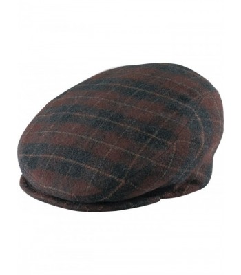 Henschel Italian Wool Blend Plaid Ivy League Driver Cap with Satin Lining - Brown Plaid - CH11B6UB5B3