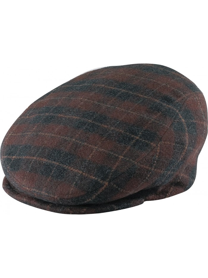 Henschel Italian Wool Blend Plaid Ivy League Driver Cap with Satin Lining - Brown Plaid - CH11B6UB5B3