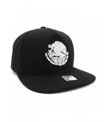 LAFSQ Mexico Flag Eagle Rubber Patch Flatbill Adjustable Snapback Cap- 100% Cotton - Black - C0184MYZ62E