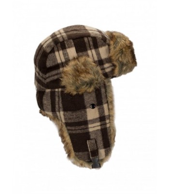 RPI Buffalo Plaid Winter Trooper Hat and Flip Finger Glove Gift Set - Brown & Tan - C0185ORE9WZ