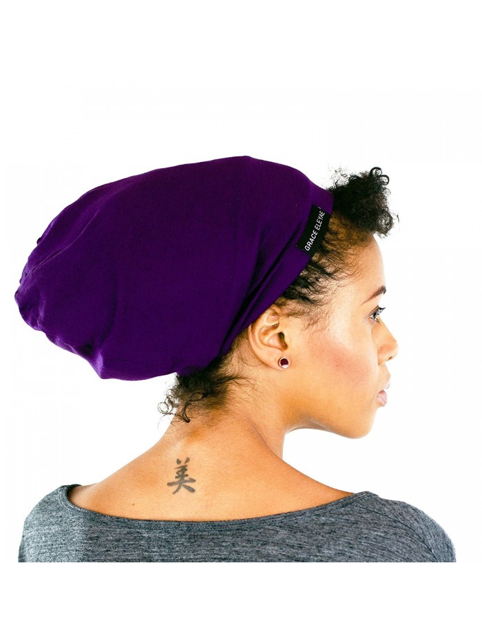 Grace Eleyae [Slap] Satin-Lined Sleep Cap- Women's Tam Hat Beanie - Purple - CX11YAPCTD3