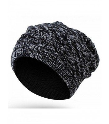 Slouchy Beanie Winter Knit Hat Trendy Warm Soft Stretch Skull Beanie Cap - Black - C7187I8ALE7