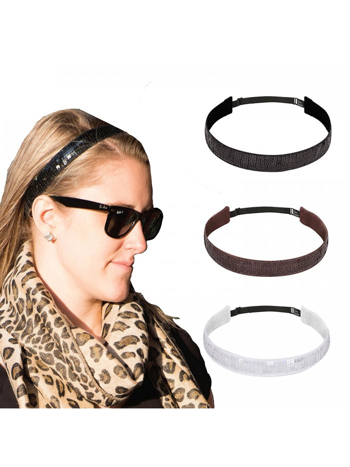 Bani Bands Adjustable Headband Non Slip - Black- Brown & Silver - CN18760MWA0