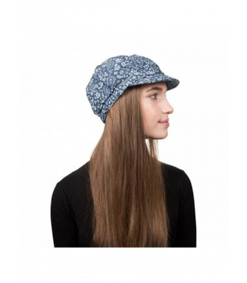 Denim Jeans Ladies Spring Summer Cap with Paisley Floral Pattern - Dark Blue - CC12NVIJ122