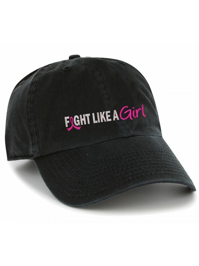 Fight Like a Girl Breast Cancer Embroidered Cap-Black-One Size - CY12622J557