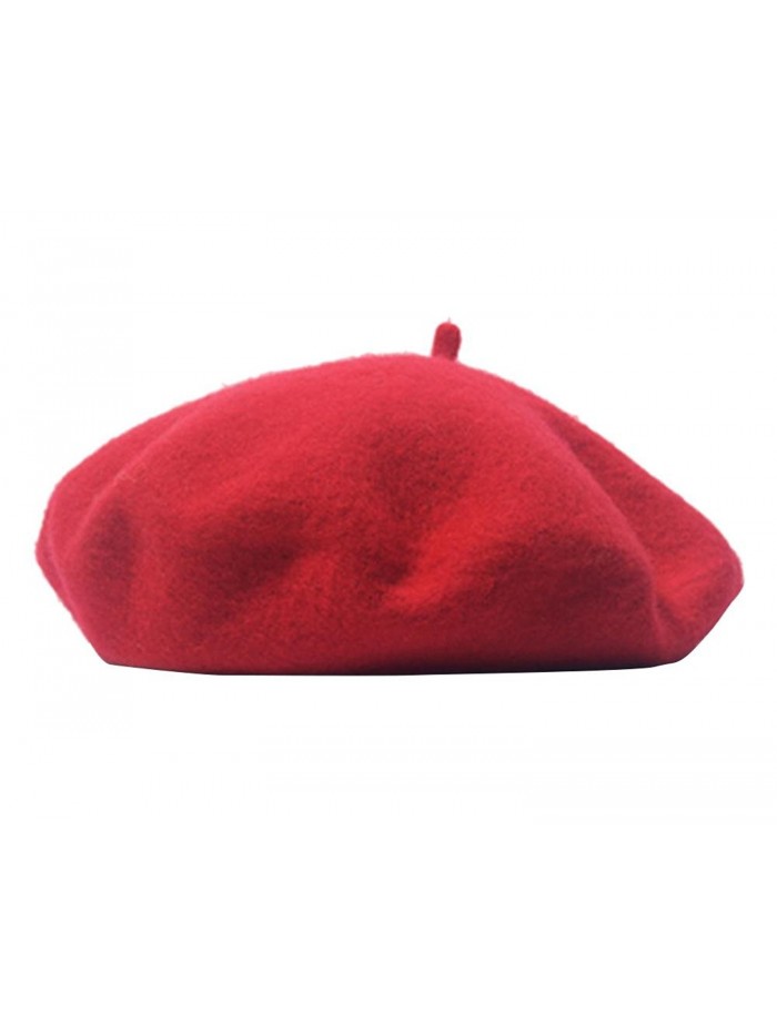 MaiTaiTai Women Beret Hat Classic Solid Color Princess Cap Girl Wool Hat Autumn/Winter Christmas Gift - Red - C2186I4AWUS