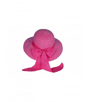 MATCH MUCH Bowler Hat Straw Hat Round Top Hat For Summer - Pink Floppy Brim - CW12IQTGIN1