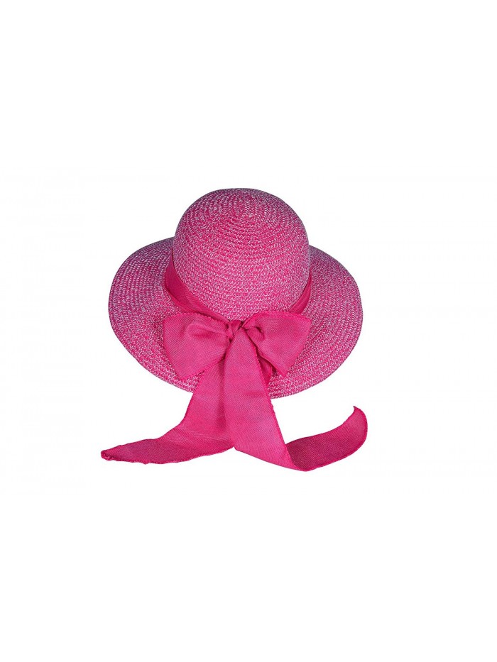 MATCH MUCH Bowler Hat Straw Hat Round Top Hat For Summer - Pink Floppy Brim - CW12IQTGIN1