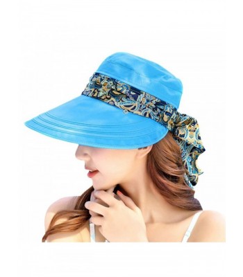 ABLE Wide Brim Cap Visor Hats UV Protection Sun Hats With Neck Cover For Women - Blue - CW183ISOAKU