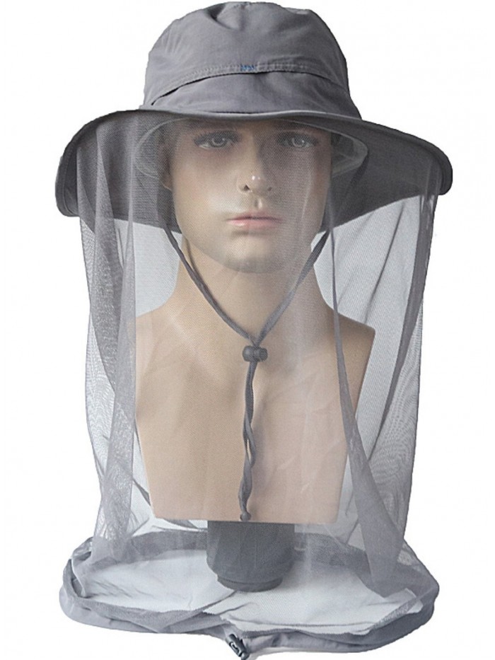 Home Prefer Men's Summer Outdoor UPF 50+ Sun Hat with Mesh Face Mask Fishing Hat - Dark Gray - C9183ID9C8E