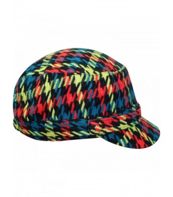 Red Houndstooth Plaid Cadet Cap in Women's Baseball Caps