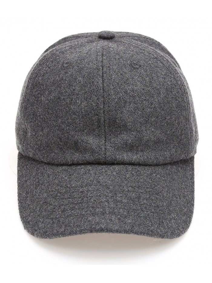 MIRMARU Men's Wool Blend Baseball Cap With Adjustable Size Strap - Charcoal - CG187NQDU3W