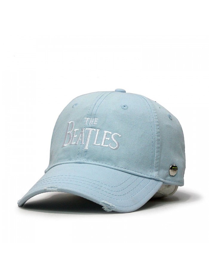 The Beatles Classic Adjustable Baseball Cap Drop T Logo Sgt Pepper Drum Abbey Road - Drop T Light Blue - C4125N8RZEJ