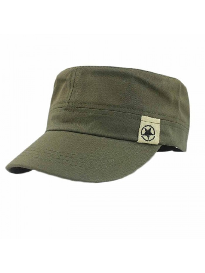 Makalon Fashion Unisex Flat Roof Military Hat Cadet Patrol Bush Hat Baseball Field Cap Army Green - CO183MQ4E5O