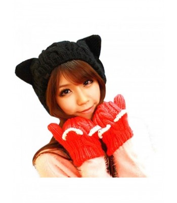 Women Knit Faux Beanie Ears