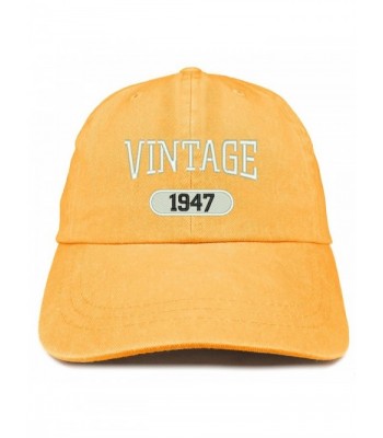 Trendy Apparel Shop Vintage 1947 Embroidered 71st Birthday Soft Crown Washed Cotton Cap - Mango - CW180WZWO7I