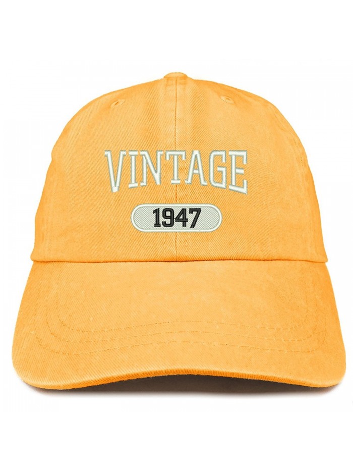 Trendy Apparel Shop Vintage 1947 Embroidered 71st Birthday Soft Crown Washed Cotton Cap - Mango - CW180WZWO7I