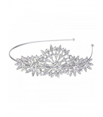 EVER FAITH Austrian Crystal Elegant Wedding Flower Leaves Hair Band Headpiece Clear Silver-Tone - CV124BEXWAB