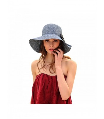 Kekolin Womens Straw Hat Floppy Foldable Roll up Beach Cap Sun Hat - Blue - CC180GE8Y8I