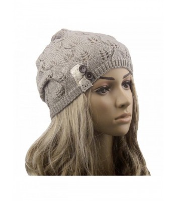 HANYI Leaves Hollow Out Knitting Hat - Gray - CJ12MAV0U9F