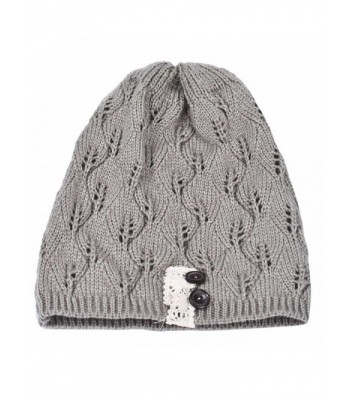 HANYI Leaves Hollow Knitting Gray in Women's Skullies & Beanies