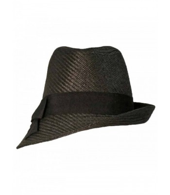 Black Fedora Hat With Slanted Brim - CW118CIK49B